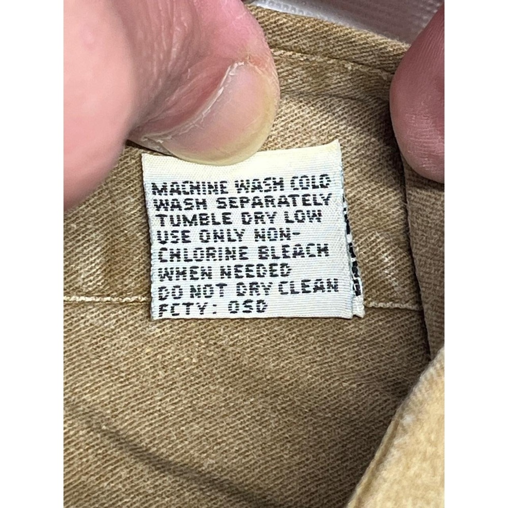 Vintage Bugle Boy Company Mens Tan‎ Washed Camp Logo Button Up Shirt Large - Picture 5 of 10